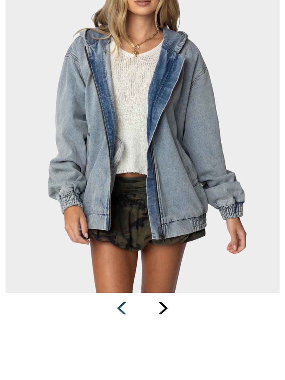 Light Wash Denim Hooded Jacket bomber oversized jacket size small